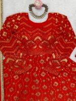 Red Color Faux Georgette Fabric Sequence Work Gown