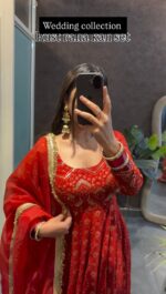 Red Color Faux Georgette Fabric Sequence Work Gown