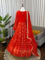 Red Color Faux Georgette Fabric Sequence Work Gown
