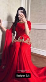 Red Color Faux Georgette Fabric Sequence Work Sharara Set