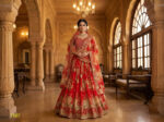 Red Color Georgette Fabric Floral Print Work Lehenga