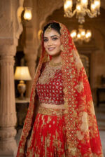 Red Color Georgette Fabric Floral Print Work Lehenga