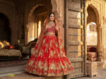 Red Color Georgette Fabric Floral Print Work Lehenga