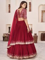 Red Color Georgette Fabric Jari With Sequence Work Lehenga