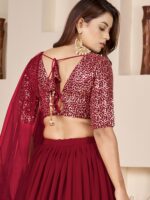 Red Color Georgette Fabric Jari With Sequence Work Lehenga