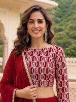 Red Color Georgette Fabric Sequence Work Lehenga