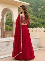 Red Color Georgette Fabric Sequence Work Lehenga