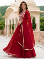 Red Color Georgette Fabric Sequence Work Lehenga