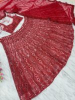 Red Color Net Fabric Sequence Work Lehenga