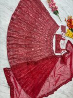 Red Color Net Fabric Sequence Work Lehenga