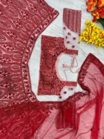Red Color Net Fabric Sequence Work Lehenga