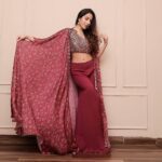 Reddish Color Japan Satin Silk Fabric Digital Print Work Sharara Set
