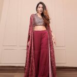 Reddish Color Japan Satin Silk Fabric Digital Print Work Sharara Set
