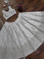 Silver Color Japan Satin Fabric Sequence Work Lehenga