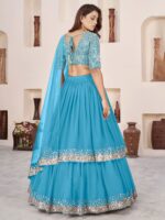 Sky Blue Color Georgette Fabric Jari With Sequence Work Lehenga
