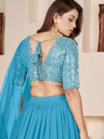 Sky Blue Color Georgette Fabric Jari With Sequence Work Lehenga
