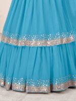 Sky Blue Color Georgette Fabric Jari With Sequence Work Lehenga