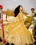 Special For Haldi Yellow Color Georgette Fabric Paper Mirror Work Lehenga