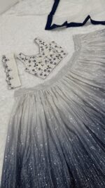White Color Shaded Georgette Silk Fabric Sequence Work Lehenga