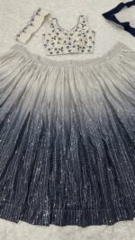 White Color Shaded Georgette Silk Fabric Sequence Work Lehenga