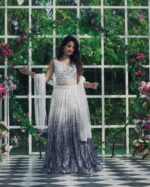 White Color Shaded Georgette Silk Fabric Sequence Work Lehenga