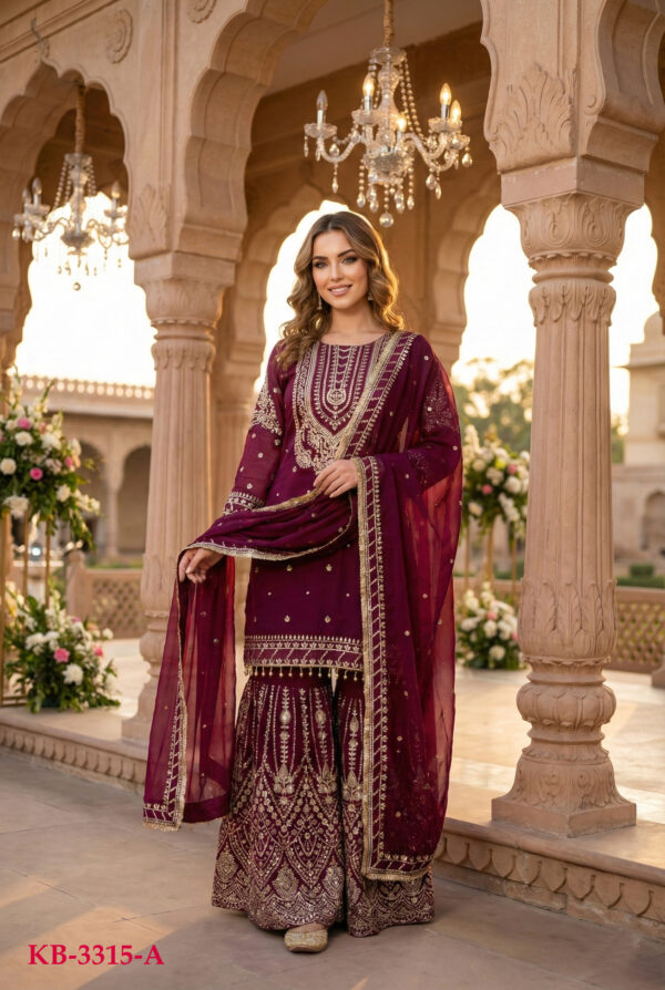 Wine Color Georgette Fabric Sequence Work Eid Special Suit