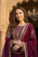 Wine Color Georgette Fabric Sequence Work Eid Special Suit