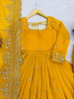 Yellow Color Crunchy Silk Fabric Sequence Work Anarkali Suit
