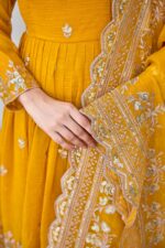 Yellow Color Crunchy Silk Fabric Sequence Work Anarkali Suit