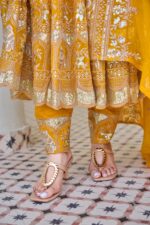 Yellow Color Crunchy Silk Fabric Sequence Work Anarkali Suit