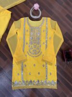 Yellow Color Faux Georgette Fabric Sequence With Thread Work Sharara Set