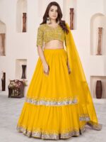 Yellow Color Georgette Fabric Jari With Sequence Work Lehenga