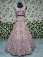 Baby Pink Color Faux Georgette Fabric Sequence With Coding Work Lehenga
