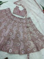 Baby Pink Color Faux Georgette Fabric Sequence With Coding Work Lehenga