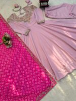 Baby Pink Color Natural Crepe Silk Fabric Sukhmani Gambhir Gown