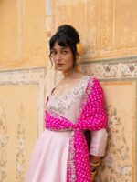 Baby Pink Color Natural Crepe Silk Fabric Sukhmani Gambhir Gown
