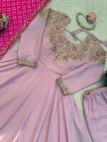 Baby Pink Color Natural Crepe Silk Fabric Sukhmani Gambhir Gown