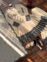 Beige Color Faux Georgette Fabric Thread Work Palazzo Suit