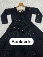 Black Color Faux Blooming Fabric Sequence With Jari Work Sharara Suit