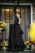 Black Color Faux Blooming Fabric Sequence With Jari Work Sharara Suit