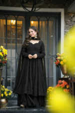 Black Color Faux Blooming Fabric Sequence With Jari Work Sharara Suit