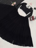 Black Color Faux Georgette Fabric Ruffle Style Lehenga