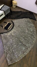 Black Color Georgette Fabric Sequence With Jari Work Lehenga