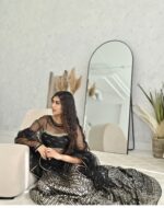 Black Color Georgette Fabric Sequence With Jari Work Lehenga