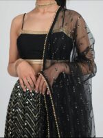 Black Color Georgette Fabric Sequence With Jari Work Lehenga