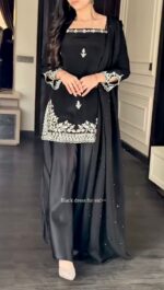 Black Color Natural Crepe Fabric Sequence Work Eid Special Palazzo Suit