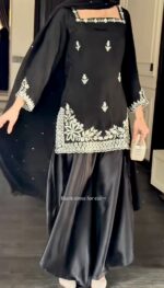 Black Color Natural Crepe Fabric Sequence Work Eid Special Palazzo Suit
