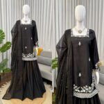 Black Color Natural Crepe Fabric Sequence Work Eid Special Palazzo Suit