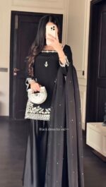 Black Color Natural Crepe Fabric Sequence Work Eid Special Palazzo Suit