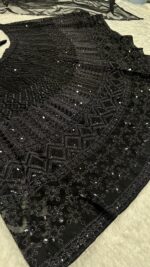 Black Color Net Fabric Sequence And Dori Work Lehenga